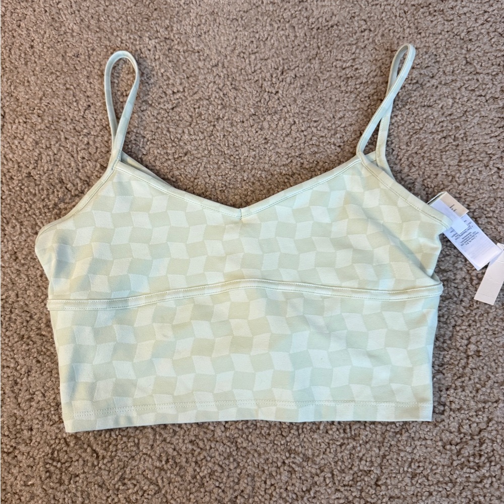 Madewell Light Mint Checkerboard Cropped Cami